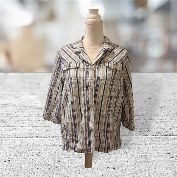 Tanjay shacket blue and white stripes size 16 - Picture 3 of 11